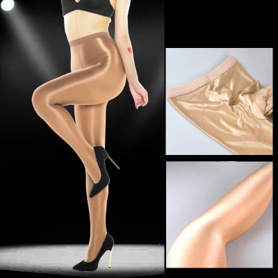 Women's Sheer Shiny Glossy Oil Long Tights - Image 2